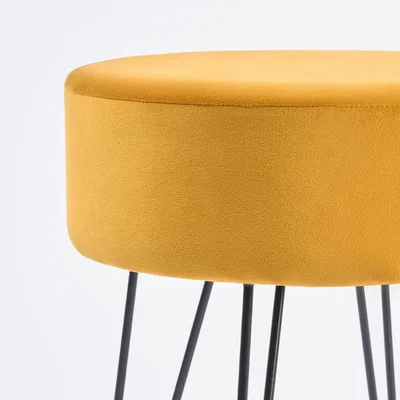 The Range Hairpin Matte Velvet Stool - Ochre Yellow