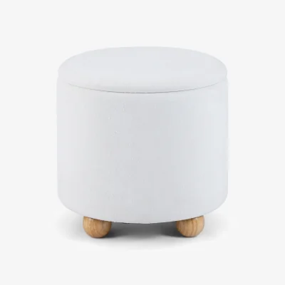 The Range Chenille Fabric Footrest Stool - White