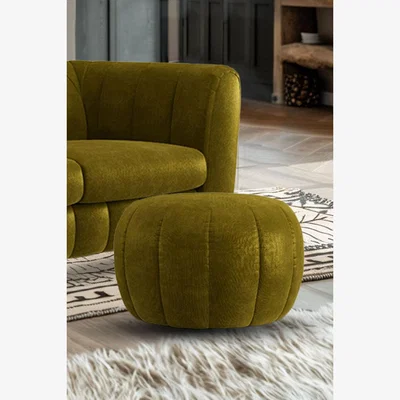 Rockett St George The Bowie Stool In Luxe Kneedlecord Velvet Vintage Green