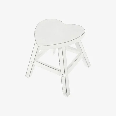The Range Sweet Shabby Heart Stool - White