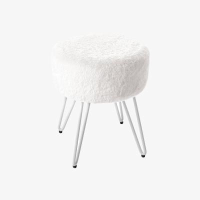 The Range HomeScape Luxurious Upholstered Dressing Stool with Metal Legs - White