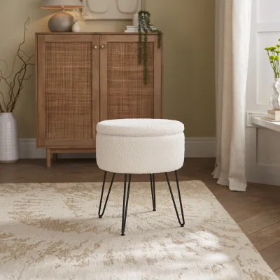The Range Avery Teddy Storage Stool Cream  - Cream
