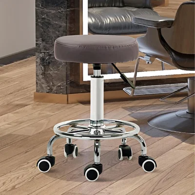 The Range Vinsetto Round PU Leather Stool - Grey