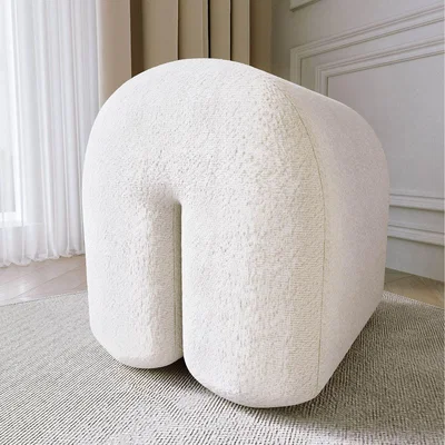The Range Laurie Ivory Boucle Stool - Ivory