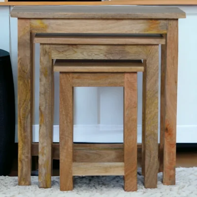 The Range Solid Wood Country Solid Wood Stool Set of 3 - Oak-ish
