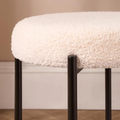 The Range OHS Round Boucle Stool - Cream