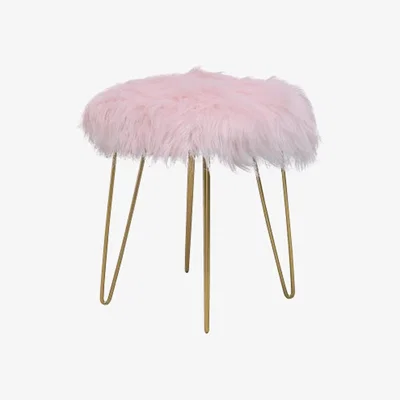 The Range Pink Gill Faux Fur Hairpin Leg Stool - Pink