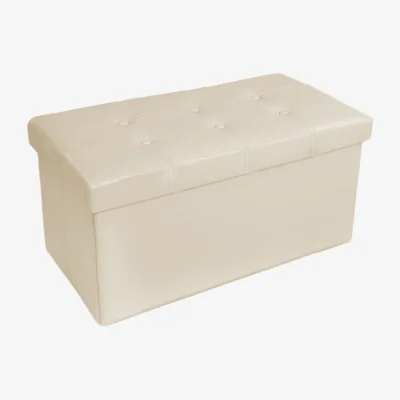 The Range Foldable Stool with Padded Bench and Large Storage Space - Beige