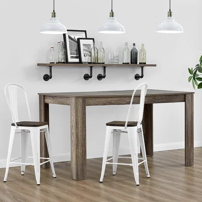 The Range Luxor 24in Metal Counter Stool 2PK - White
