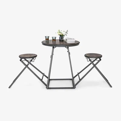 The Range 3-Piece Round Table and Stool Set - Grey