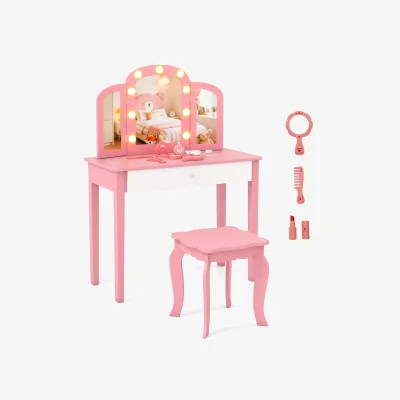 The Range 2-in-1 Toddler Vanity Table and Stool Set - Pink