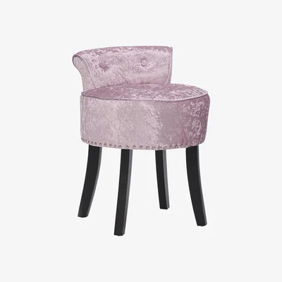 The Range Accent Velvet Vanity Dressing Stool - Grey Pink