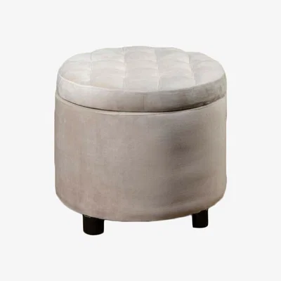 The Range Round Cream Ottoman Stool - Yellow