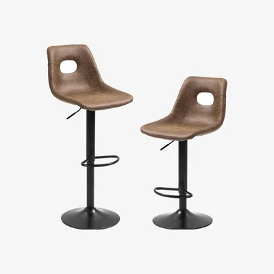 The Range Set of 2 Adjustable Breakfast Dining Stools  - Brown
