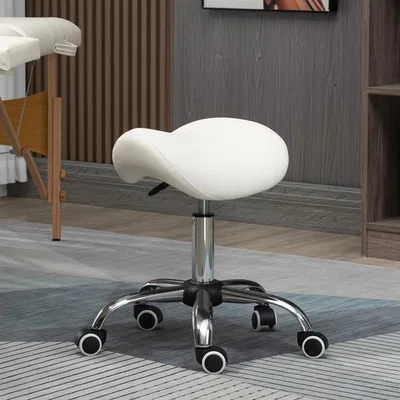 The Range PU Saddle Stool with Moulded Padded Seat - Cream