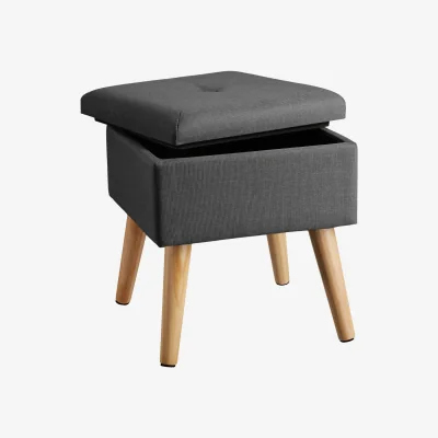 The Range Stool Elva - Padded, Linen Look With Storage Space - Dark Grey