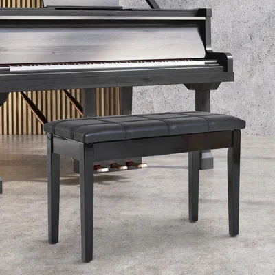 The Range Faux Leather Piano Stool  - Black
