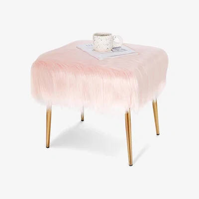 The Range Costway Faux Fur Vanity Stool-Pink - Pink