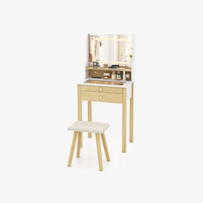 The Range Small Makeup Table with Stool - White