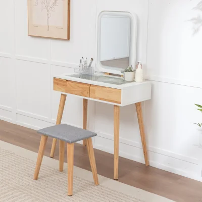 The Range WestWood Natural Makeup Vanity Dressing Table Stool Set DT24 - White