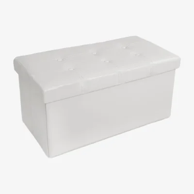 The Range Foldable Stool with Padded Bench and Large Storage Space - White