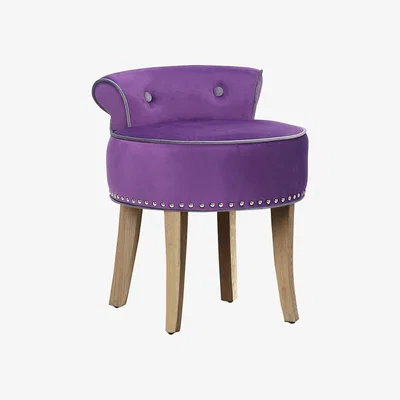 The Range Casual Velvet Dressing Stool - Purple