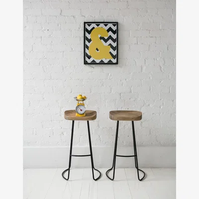 Rose & Grey Weathered Oak Metal Stool