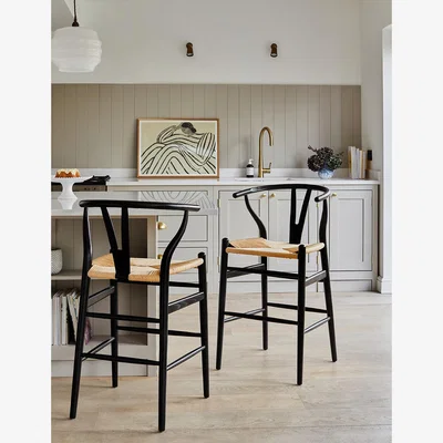 Rose & Grey Black Wooden Open Back Counter Stool