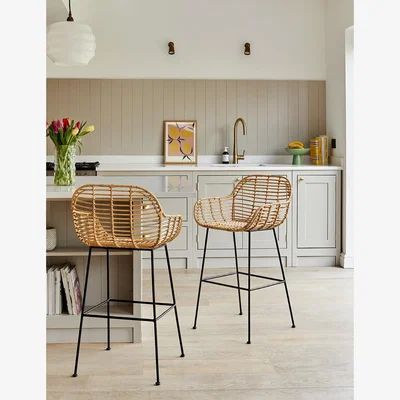 Rose & Grey Rattan Counter Stool