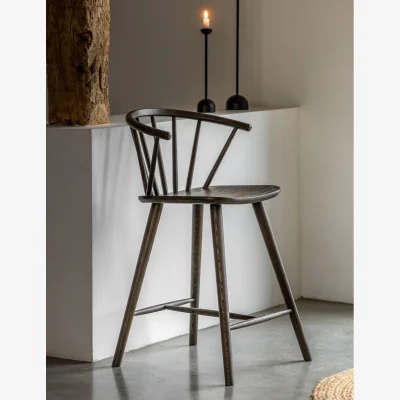 Rose & Grey Albie Curved Back Wooden Stool - Mocha