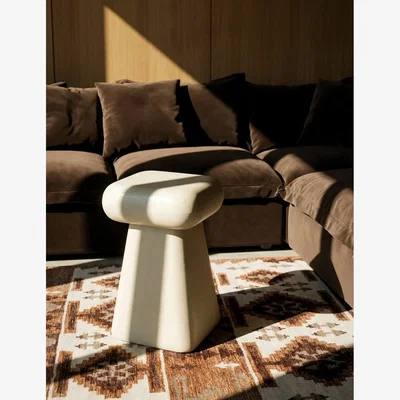 Rose & Grey Elipsis Stool in Vanilla