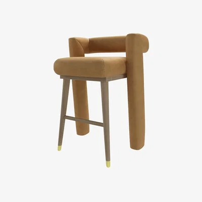 Sofa.com Fonda Tall Stool in Turmeric Powdered Leather - sofa.com