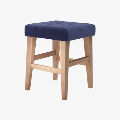 Sofa.com Buttons Short Stool in Prussian Blue Cotton Matt Velvet - sofa.com