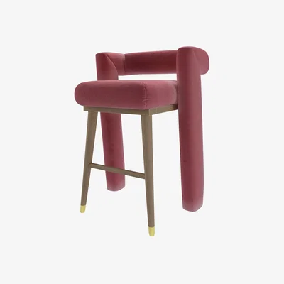 Sofa.com Fonda Tall Stool in Dusty rose Pure Cotton Matt Velvet - sofa.com