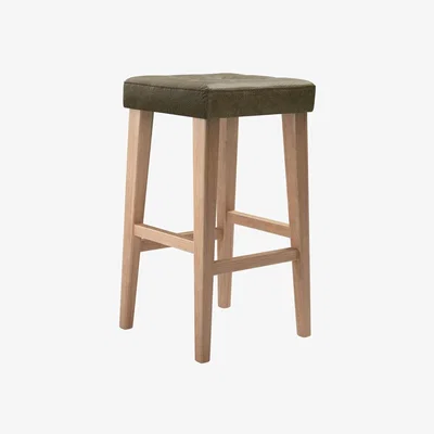 Sofa.com Buttons Tall Stool Stool in Dark Moss Antique Leather - sofa.com