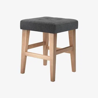 Sofa.com Buttons Short Stool in Charcoal Brushed Linen Cotton - sofa.com