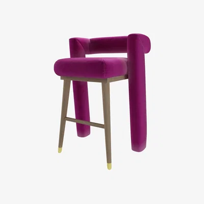 Sofa.com Fonda Tall Stool in Peony Pure Cotton Matt Velvet - sofa.com