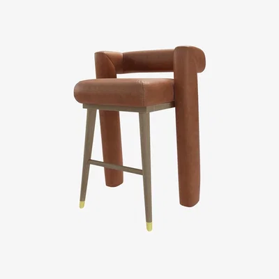 Sofa.com Fonda Tall Stool in Cognac Grain Leather - sofa.com