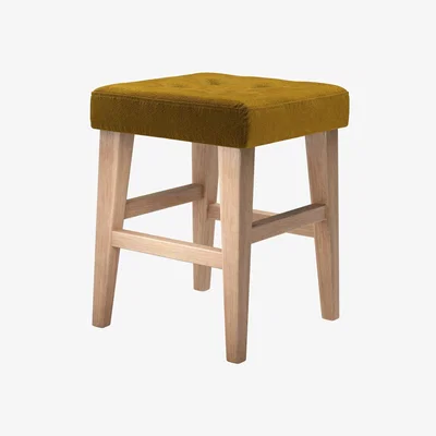 Sofa.com Buttons Short Stool in Nefertiti Gold Cotton Matt Velvet - sofa.com