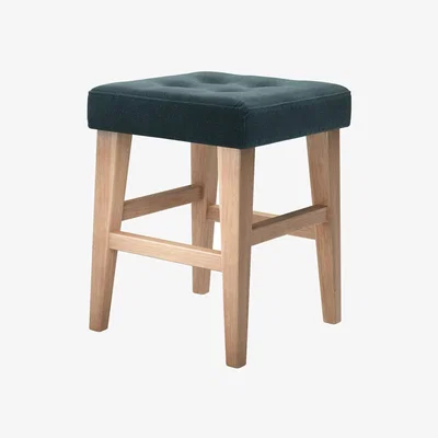 Sofa.com Buttons Short Stool in Deep Forest Aquaclean Clever Velvet