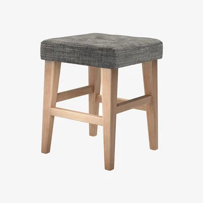 Sofa.com Buttons Short Stool in Liquorice Baylee Multi-Tone Viscose Linen