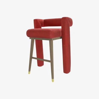 Sofa.com Fonda Tall Stool in Wild Raspberry Smart Velvet - sofa.com
