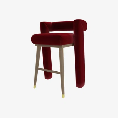 Sofa.com Fonda Tall Stool in Claret Pure Cotton Matt Velvet - sofa.com