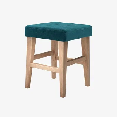 Sofa.com Buttons Short Stool in Deep Turquoise Cotton Matt Velvet - sofa.com
