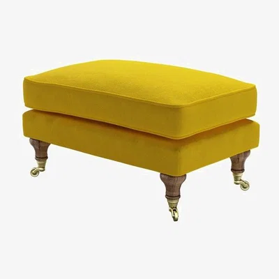 Sofa.com Bluebell Medium Rectangular Footstool in Canary Cotton Matt Velvet - sofa.com