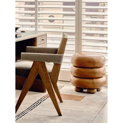 Soho Home Tetbury Stool, Sycamore Leather UK