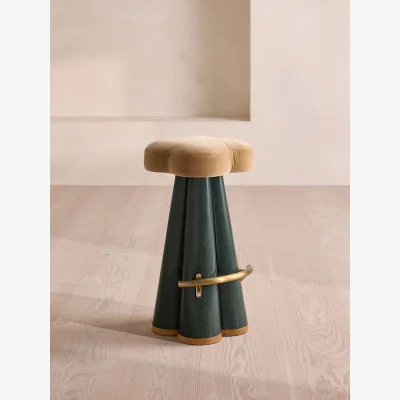 Soho Home Albany Barstool, Velvet, Camel, UK