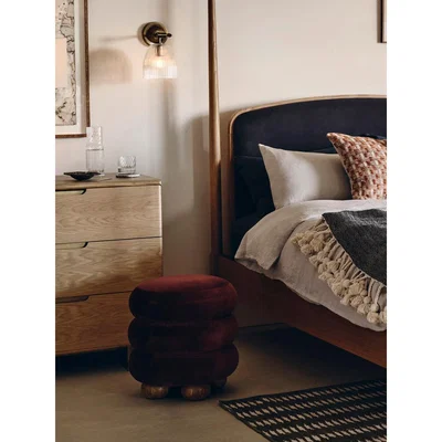 Soho Home Tetbury Stool, Cinnamon, Cotton Velvet UK