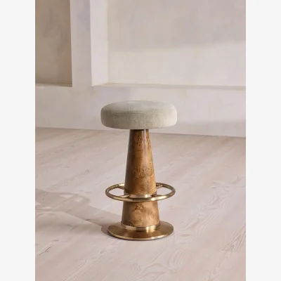 Soho Home Killian Barstool, Linen Chenille, Stone, UK