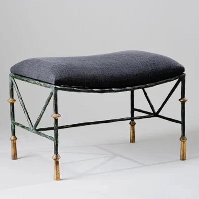 Tobias Oliver Porta Romana | Stanley Curved Stool | Verdigris and Gold